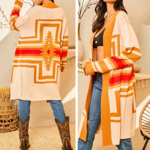 New Native Tribal Western Cardigan Sweater - Picture 7 of 9
